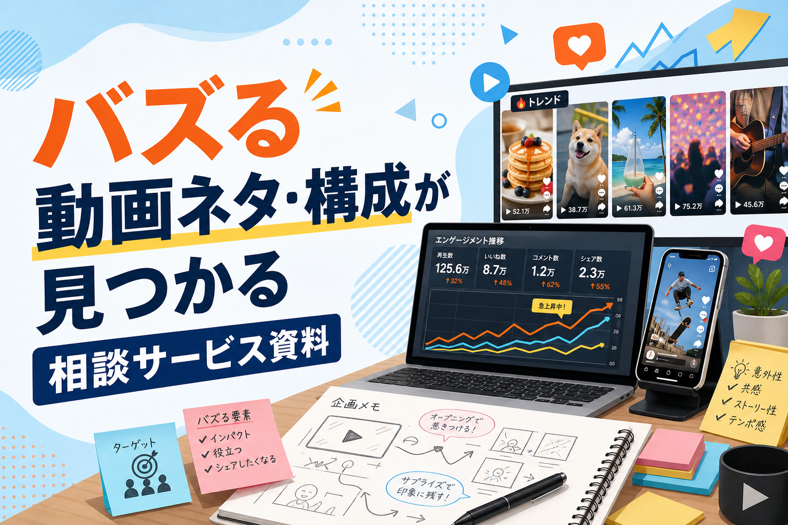 バズる動画ネタ・構成が見つかる相談サービス資料