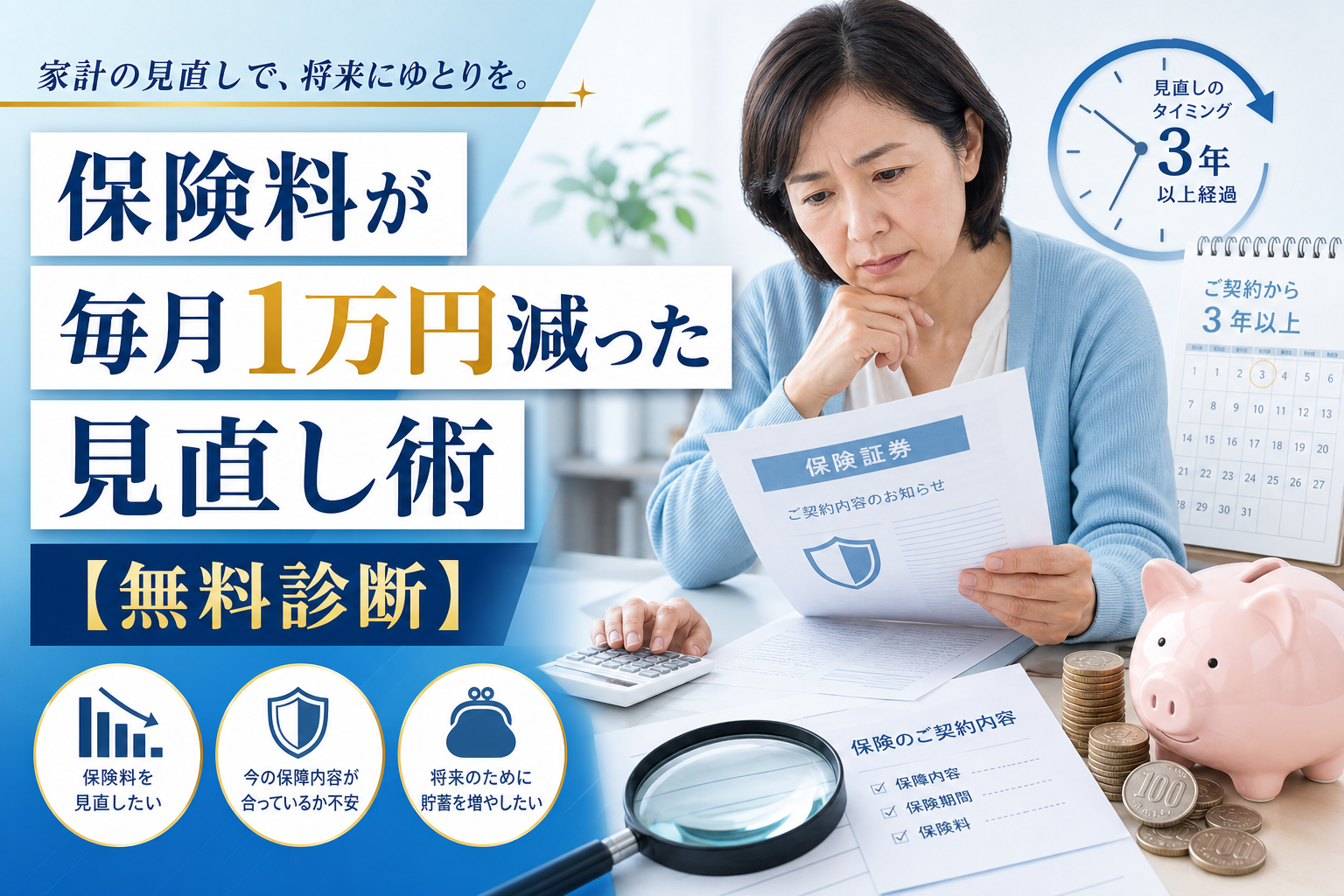 保険料が毎月1万円減った見直し術【無料診断】