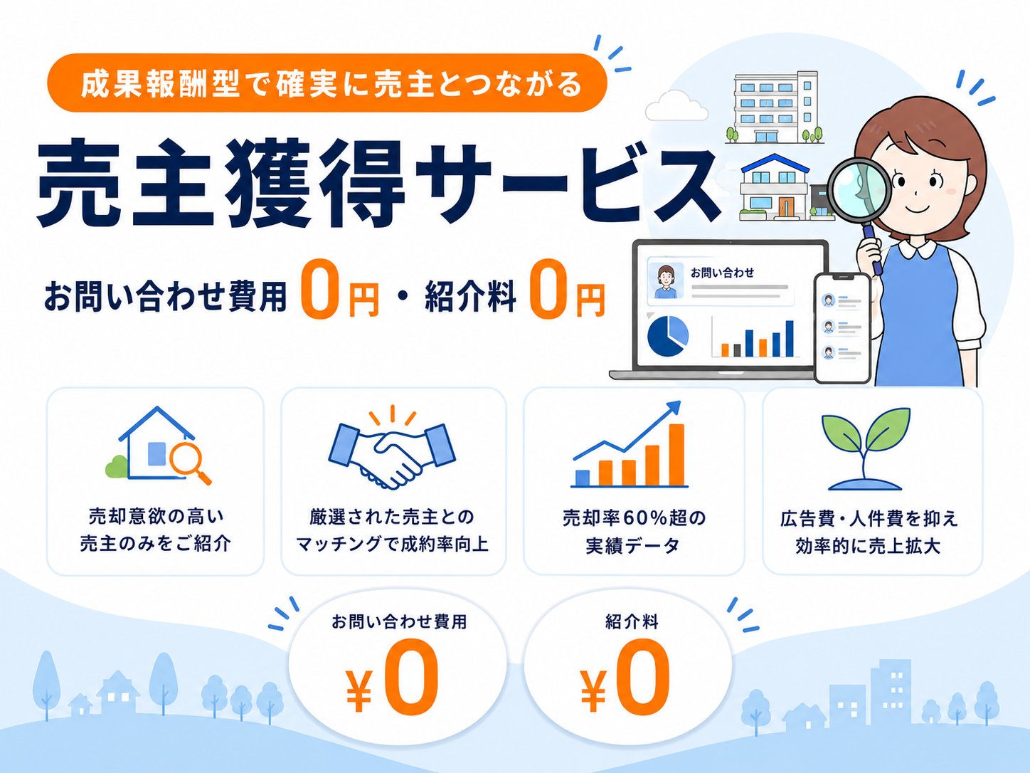 売却率60%超｜売却意欲の高い売主紹介サービス