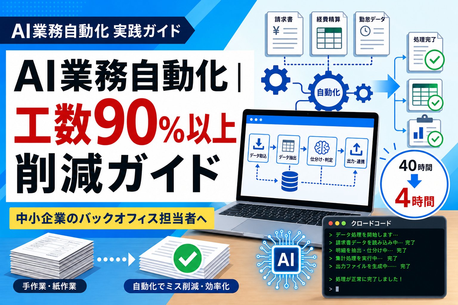 AI業務自動化｜工数90%以上削減ガイド