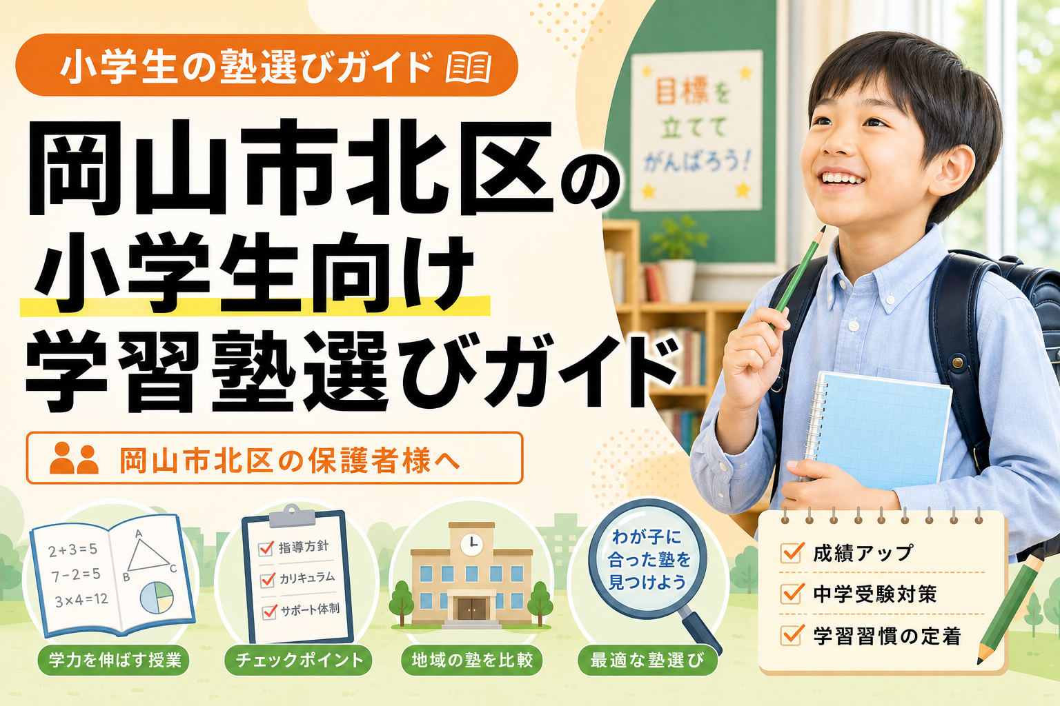 岡山市北区の小学生向け学習塾選びガイド
