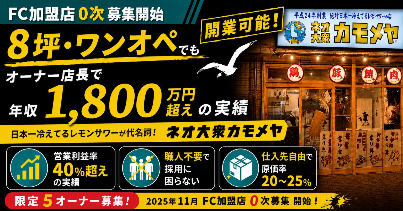 8坪・職人不要｜ネオ大衆カモメヤFC募集資料