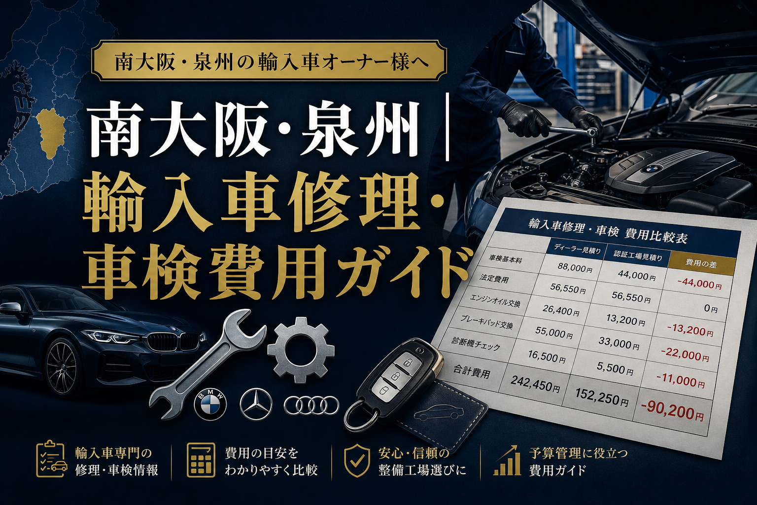 南大阪・泉州|輸入車修理・車検費用ガイド