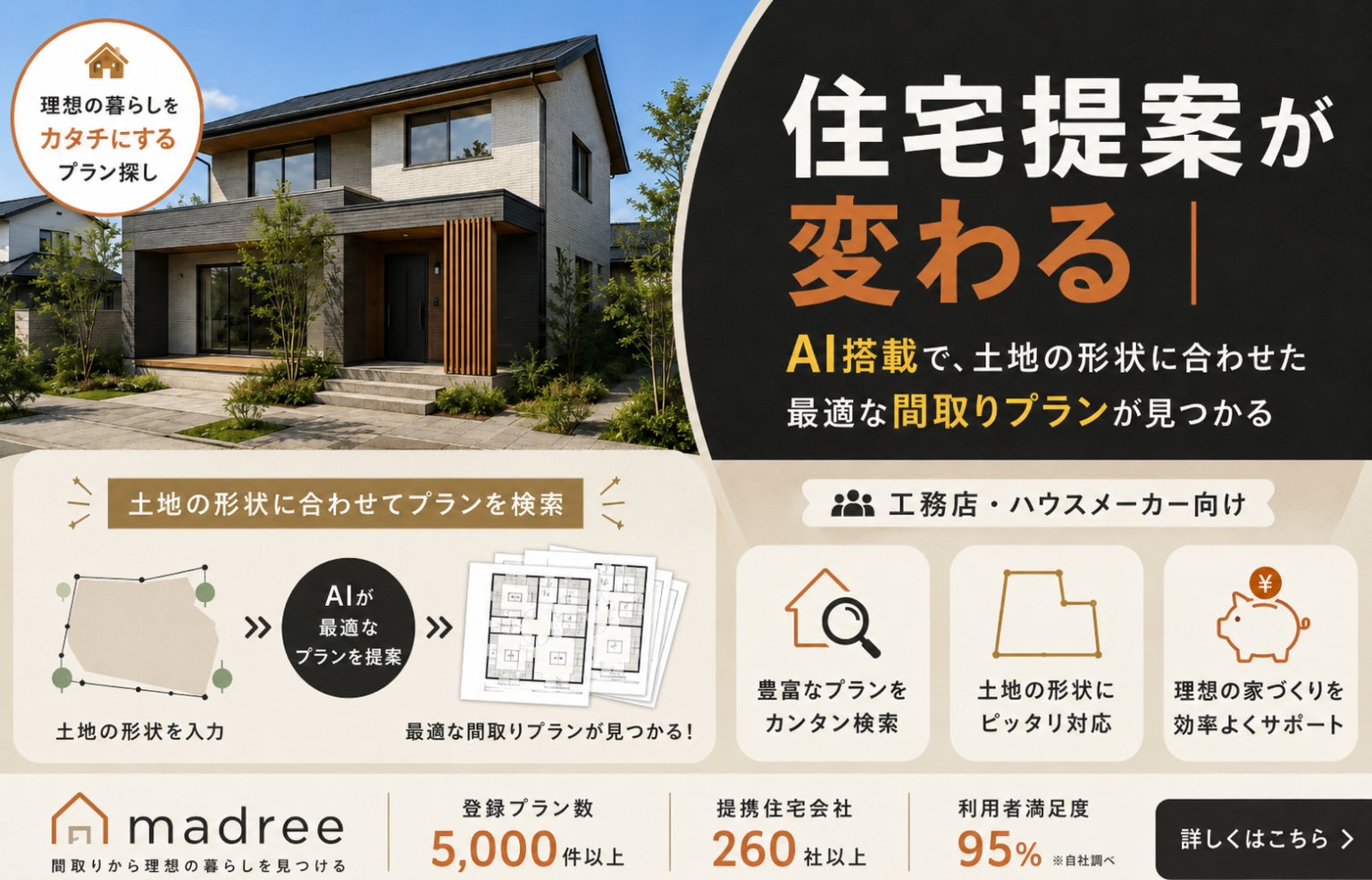 土地形状に合わせて最適なプランが見つかる〜競合に負けない間取り提案ツール〜