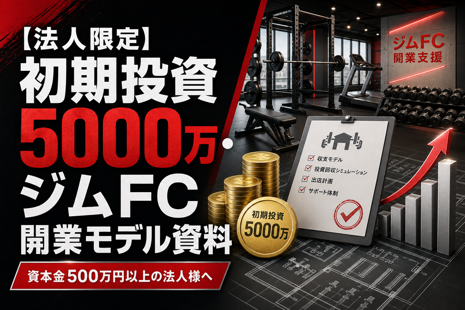 【法人限定】初期投資5000万・ジムFC開業モデル資料