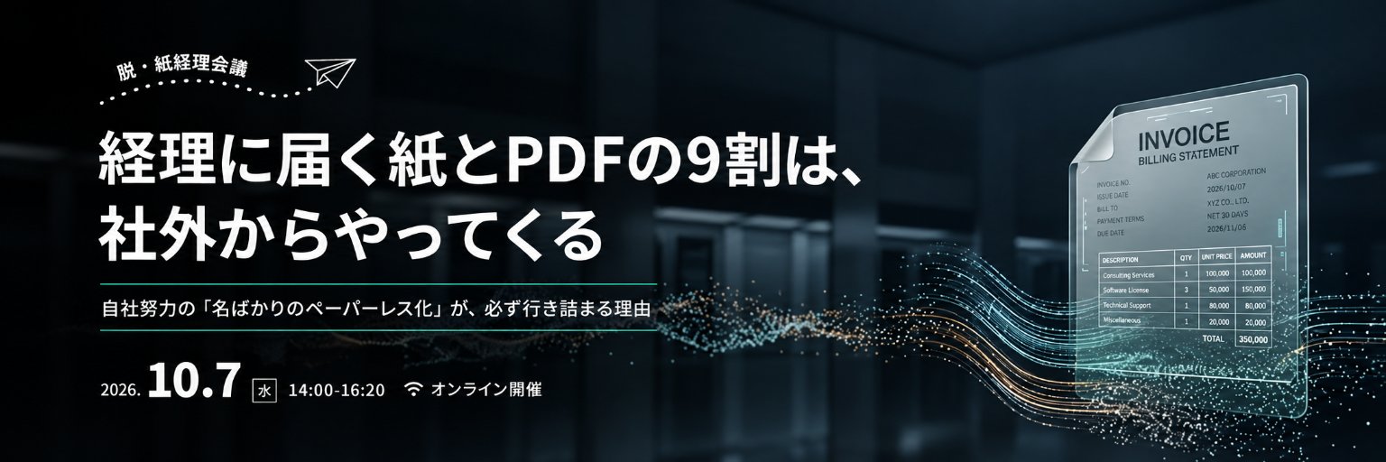 10月7日特別セミナー 「経理に届く紙とPDFの9割は社外からやってくる」