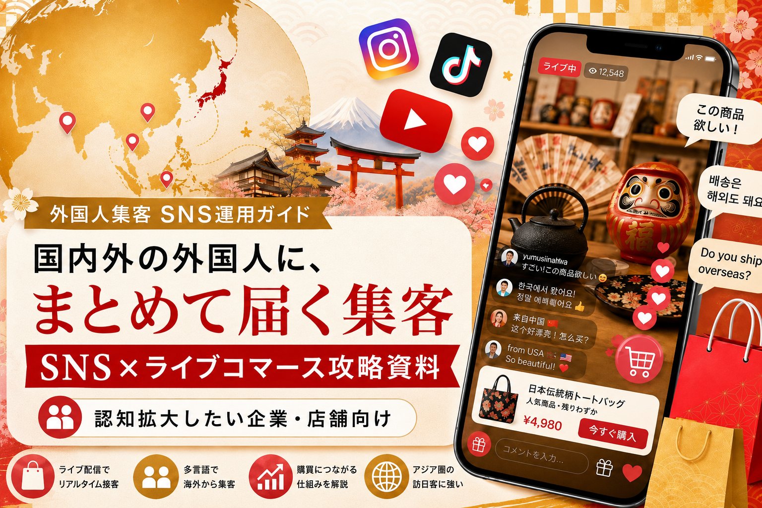 国内外の外国人にまとめて届く集客｜SNS×ライブコマース攻略資料