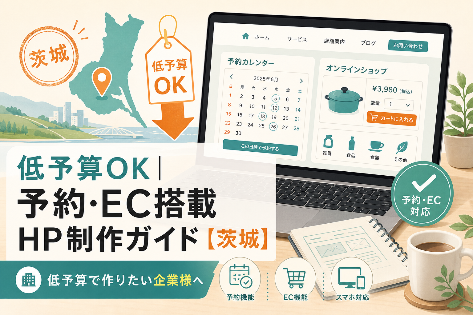 低予算OK｜HP制作【茨城】〜予約機能やECサイト対応〜