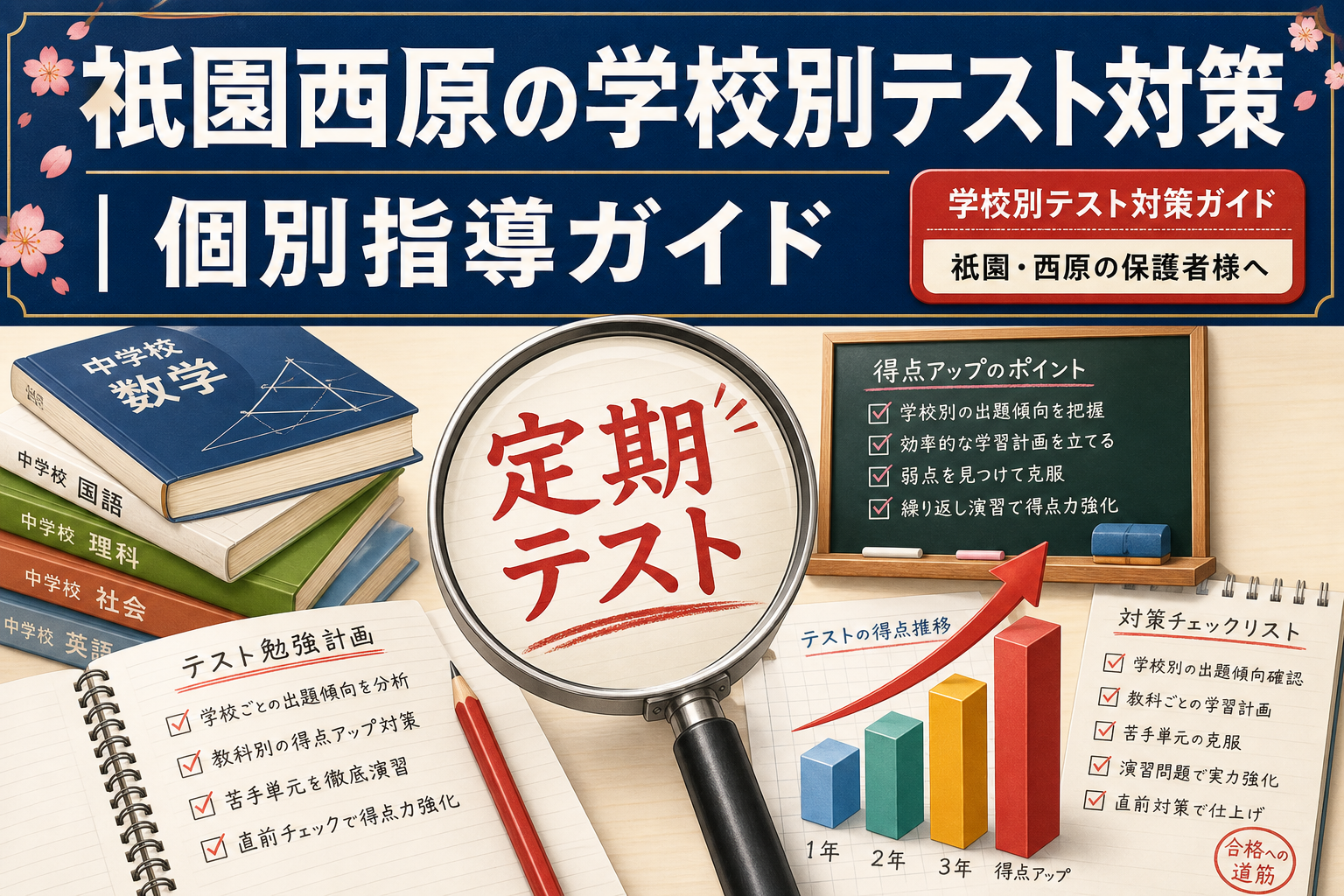 祇園西原の学校別テスト対策｜個別指導ガイド