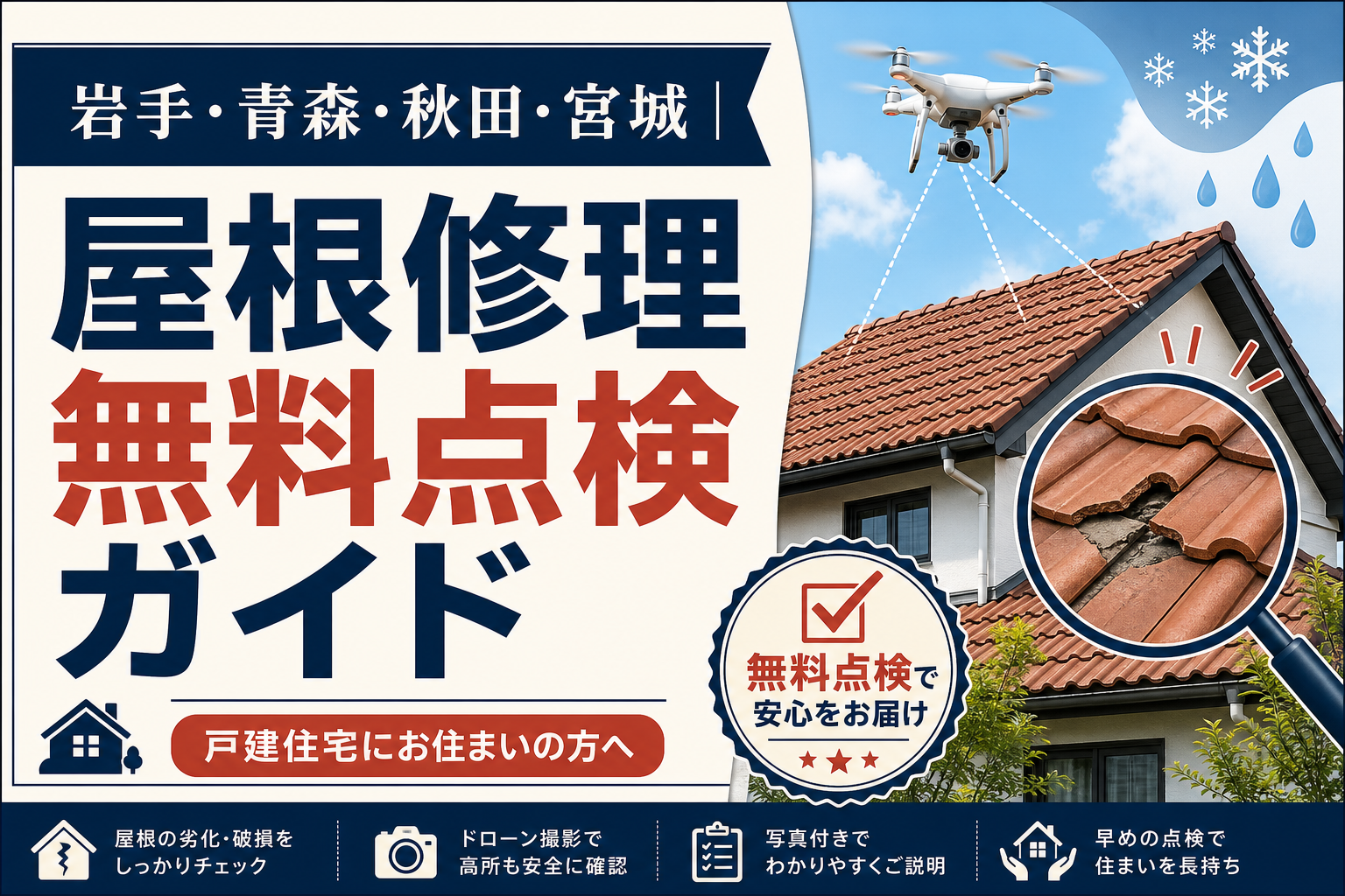岩手・青森・秋田・宮城｜屋根修理無料点検ガイド